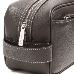 BEAUTY CASE DA UOMO TESTA MORO In pelle martellata