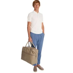 BORSA DA VIAGGIO BEIGE In pelle martellata