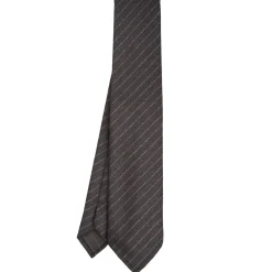 CRAVATTA CLASSICA DONNA IN LANA SFODERATA GRIGIO SCURO Rigata