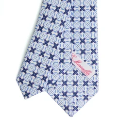 CRAVATTA DONNA CLASSICA IN SETA STAMPATA AZZURRA Microfantasia inspirazione foulard
